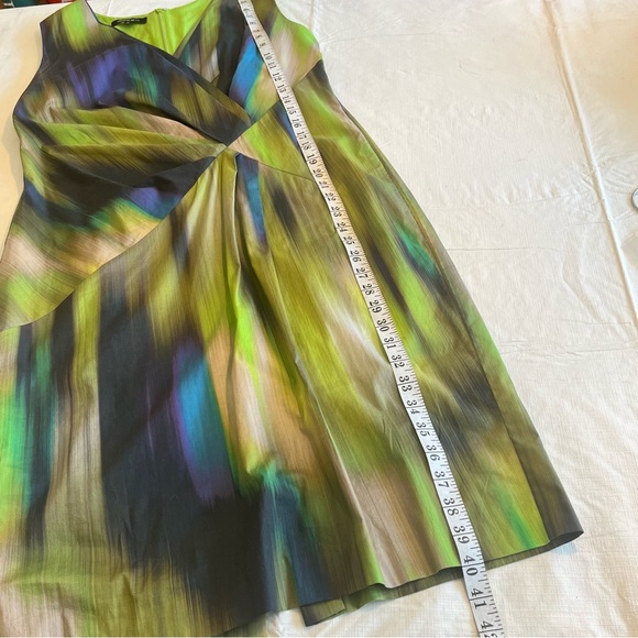 Lafayette 148 laurel Watercolor Sleeveless Sheath Dress Pleated Detail - Picture 13 of 16